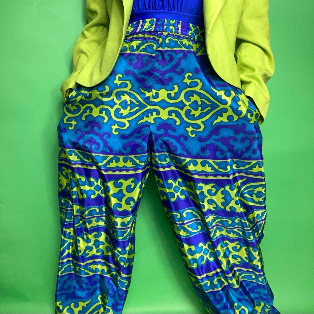 Vintage plus size colorful baroque print pants